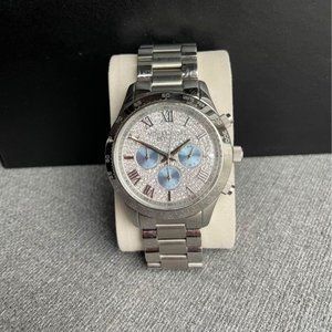 Michael Kors Layton Silver Crystal Pave Dial Watch MK6076